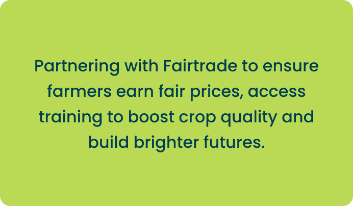 a green background with the words, engineering with fair trade to energize customers earn fair prices