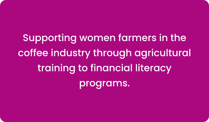 a pink background with the words supporting women farmers in the industry through agricultural training to financial literature programs