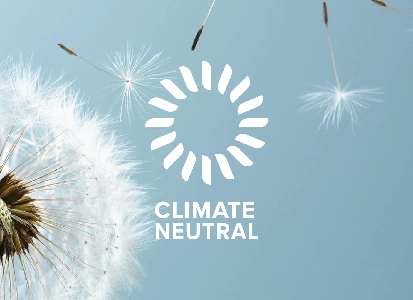 a dandelion with the words climate neutral on it